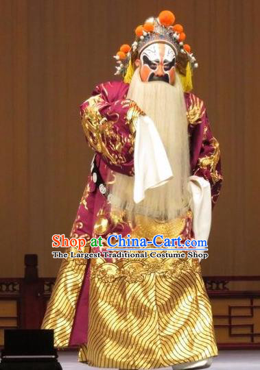 The Arrogant Princess Chinese Ping Opera Laosheng Costumes and Headwear Pingju Opera Elderly Male Guo Ziyi Apparels Clothing
