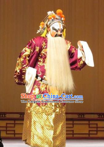 The Arrogant Princess Chinese Ping Opera Laosheng Costumes and Headwear Pingju Opera Elderly Male Guo Ziyi Apparels Clothing