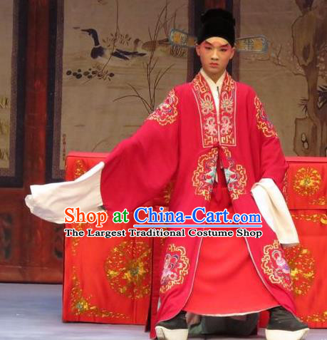 Li Xianglian Selling Paintings Chinese Ping Opera Scholar Gao Wenju Costumes and Headwear Pingju Opera Apparels Young Male Clothing