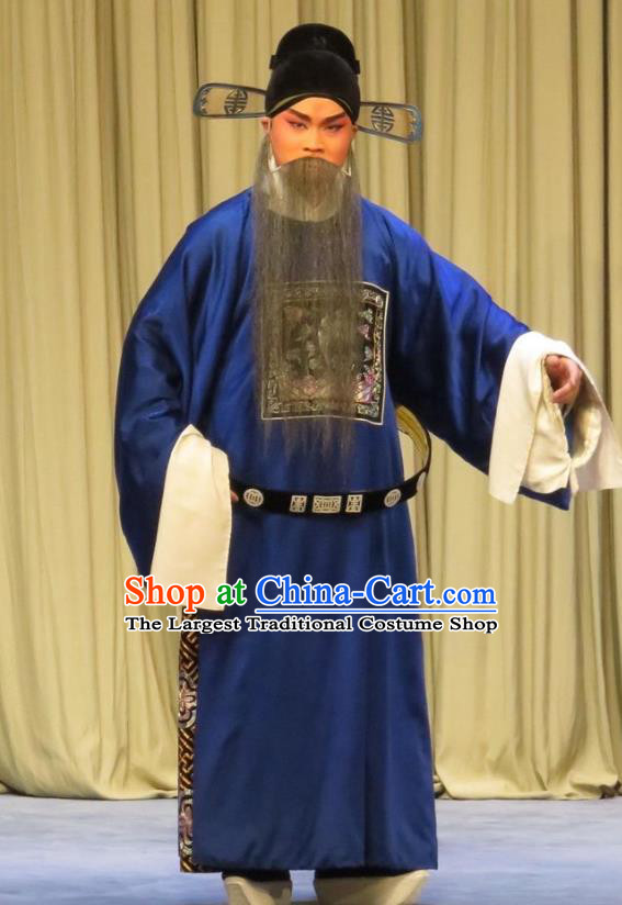 Peach Blossom Temple Chinese Ping Opera Laosheng Elderly Male Costumes and Headwear Pingju Opera County Magistrate Apparels Clothing