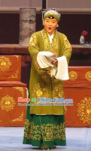 Chinese Ping Opera Laodan Elderly Female Apparels Costumes and Headdress Peach Blossom Temple Traditional Pingju Opera Pantaloon Dress Garment