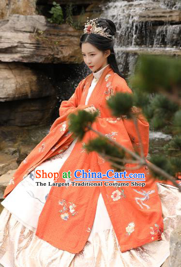 Chinese Traditional Ming Dynasty Noble Female Historical Costumes Ancient Court Princess Embroidered Hanfu Dress Apparels for Women