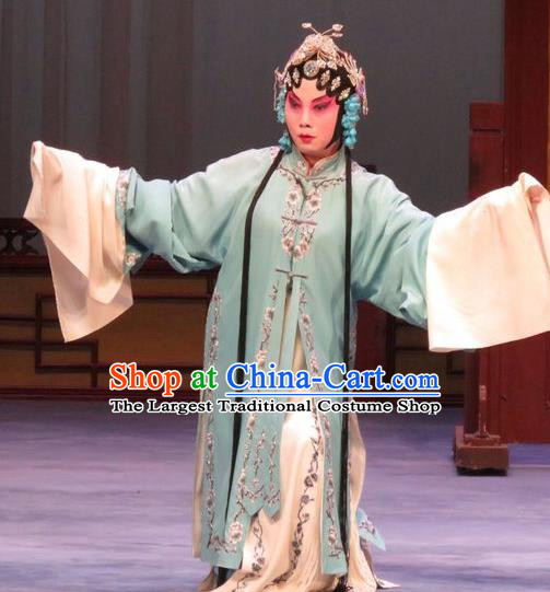 Chinese Ping Opera Young Female Shan Hu Costumes Apparels and Headpieces Chong Yuan Ji Traditional Pingju Opera Distress Maiden Dress Garment