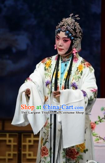 Chinese Ping Opera Young Beauty Du Shiniang Costumes Apparels and Headpieces Traditional Pingju Opera The Beautiful Courtesan Dress Actress Garment