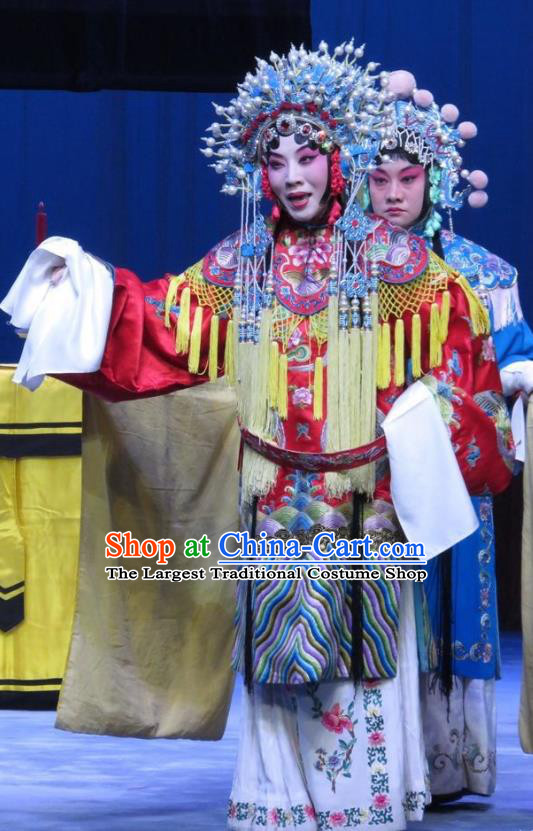 Chinese Ping Opera Hua Tan Apparels Costumes and Headdress Traditional Pingju Opera San Kan Yu Mei Diva Dress Princess Embroidered Robe Garment