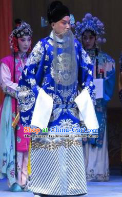 San Kan Yu Mei Chinese Ping Opera Elderly Male Costumes and Headwear Pingju Opera Laosheng Minister Liu Tianhua Apparels Clothing