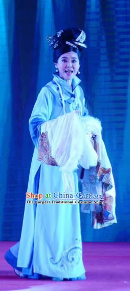 Chinese Ping Opera Court Lady Costumes Apparels and Headdress Xiaozhuang Changge Traditional Pingju Opera Xiaodan Dress Garment