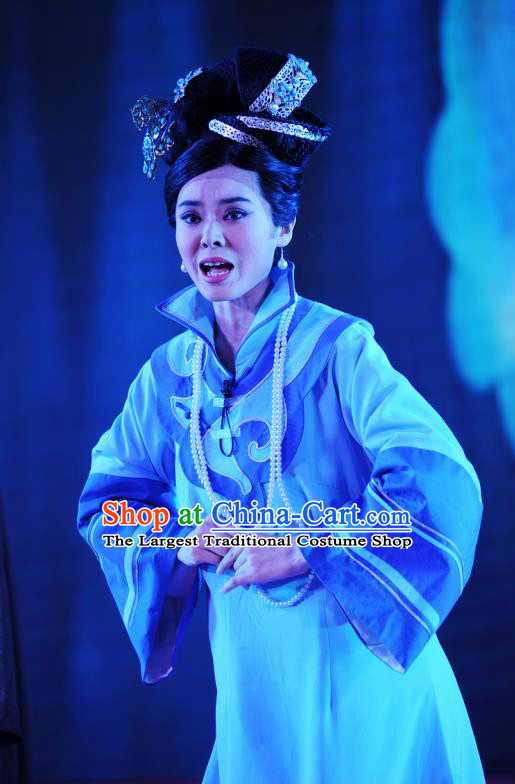 Chinese Ping Opera Court Lady Costumes Apparels and Headdress Xiaozhuang Changge Traditional Pingju Opera Xiaodan Dress Garment