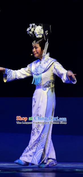 Chinese Ping Opera Queen Costumes Apparels and Headdress Xiaozhuang Changge Traditional Pingju Opera Actress Dress Garment