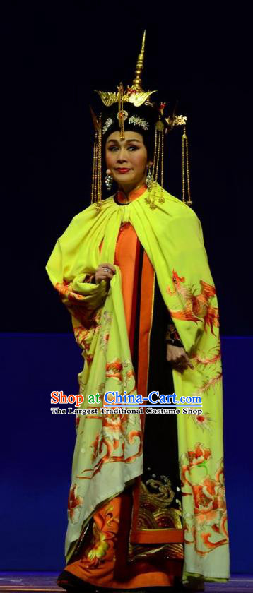 Chinese Ping Opera Empress Costumes Apparels and Headdress Xiaozhuang Changge Traditional Pingju Opera Qing Dynasty Queen Dress Garment