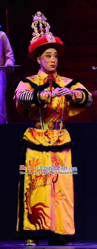 Xiaozhuang Changge Chinese Ping Opera Qing Dynasty Emperor Kangxi Costumes and Headwear Pingju Opera Young Male Apparels Clothing
