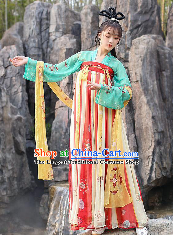 Chinese Traditional Ancient Palace Lady Apparels Tang Dynasty Royal Princess Hanfu Dress Historical Costumes for Women