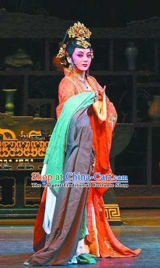 Chinese Shaoxing Opera Noble Consort Dress Costumes Zhen Huan Apparels Yue Opera Hua Tan Palace Lady Garment and Headwear