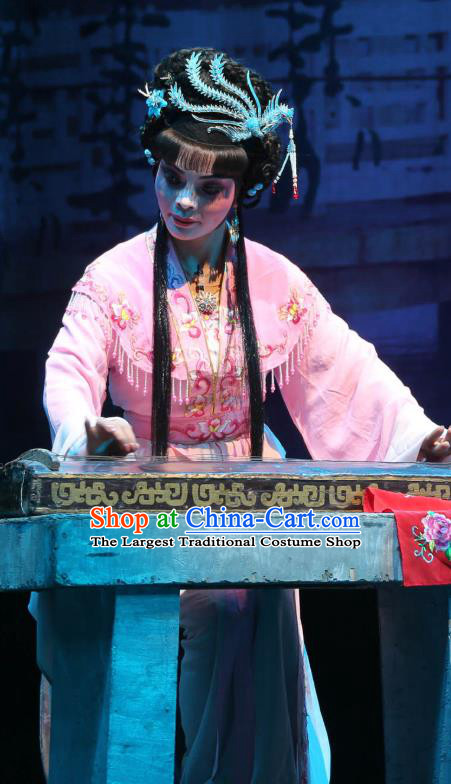Chinese Shaoxing Opera Young Lady Pink Dress Garment A Tragic Marriage Yue Opera Hua Tan Costumes Actress Wang Lianjuan Apparels and Headpieces
