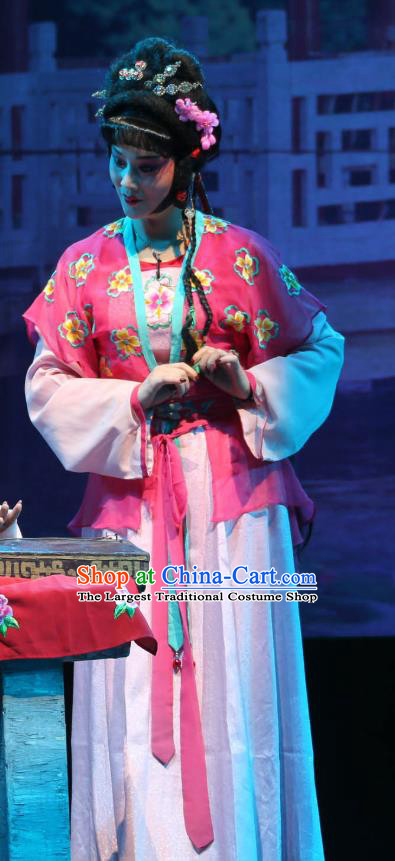 Chinese Shaoxing Opera Young Gilr Dress Garment A Tragic Marriage Yue Opera Costumes Maidservant Apparels and Headwear