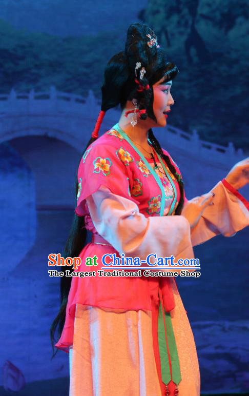 Chinese Shaoxing Opera Young Gilr Dress Garment A Tragic Marriage Yue Opera Costumes Maidservant Apparels and Headwear