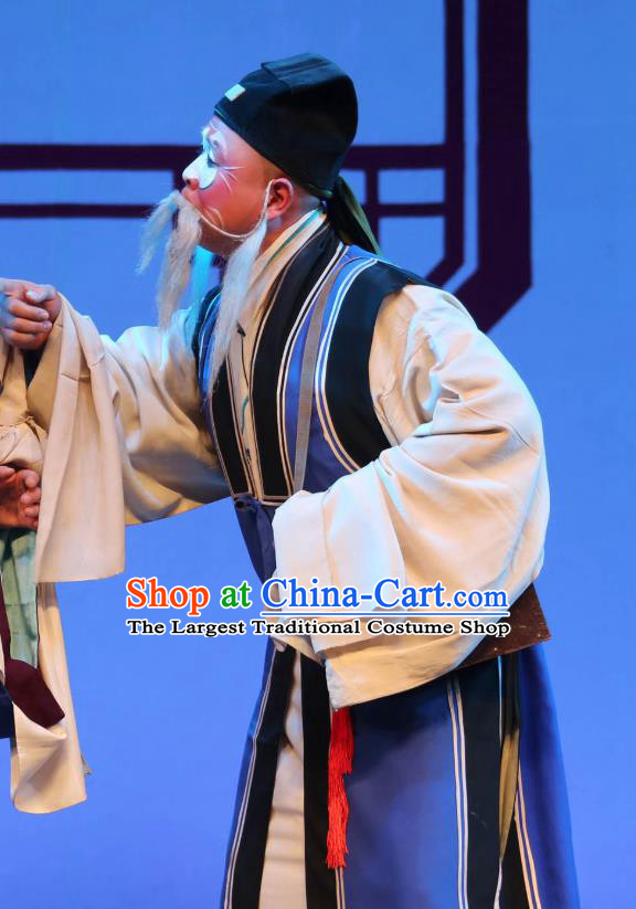 Chinese Yue Opera Chou Role Costumes and Headwear Shaoxing Opera Apparels A Tragic Marriage Elderly Male Clown Garment