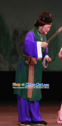 Chinese Shaoxing Opera Countrywoman Costumes Yue Opera Lao Dan The Wrong Red Silk Apparels Civilian Female Garment Dress and Headdress