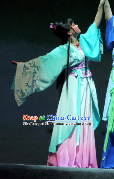 Chinese Shaoxing Opera Hua Tan Lin Wuchen Blue Dress Garment The Legend of Pearl Zhen Zhu Chuan Qi Yue Opera Costumes Young Male Apparels and Hair Jewelry