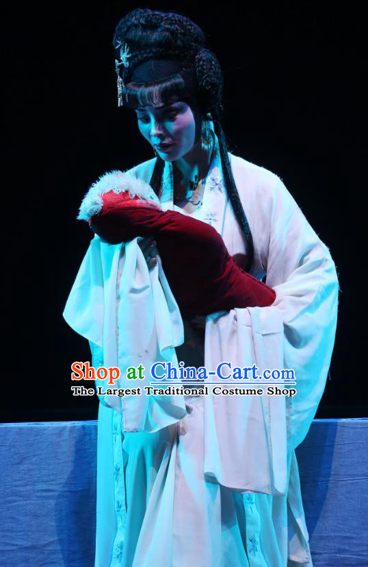 Chinese Shaoxing Opera Distress Maiden Dress Garment A Tragic Marriage Yue Opera Dan Wang Lianjuan Costumes Apparels and Headpiece