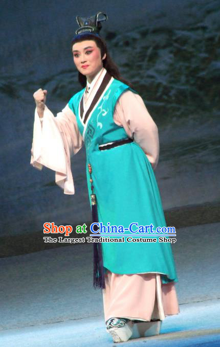 Chinese Yue Opera The Legend of Pearl Zhen Zhu Chuan Qi Qiu Fen Costumes and Headwear Shaoxing Opera Xiao Sheng Apparels Scholar Garment
