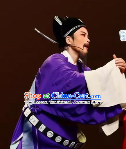 Chinese Yue Opera Country Magistrate Minister Costumes and Hat Shaoxing Opera Yan Zhi Apparels Garment Official Zhang Hong Elderly Male Vestment