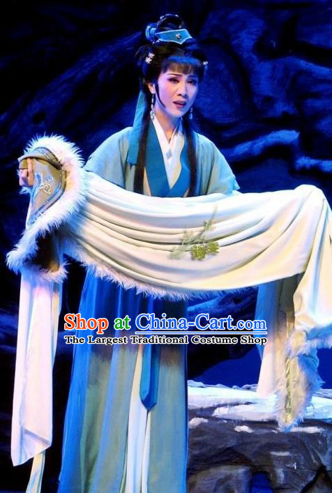 Chinese Shaoxing Opera Taoist Nun Costumes Yue Opera Zhen Huan Apparels Hua Tan Garment Young Lady Dress and Headpieces