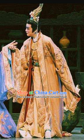 Chinese Yue Opera Young Male Apparels Zhen Huan Shaoxing Opera Xiao Sheng Costumes Royal Prince Garment and Headpiece