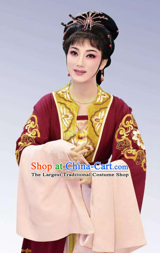Chinese Shaoxing Opera Hua Tan Meng Lijun Apparels Costumes Yue Opera Actress Dress Young Lady Garment and Hair Ornaments