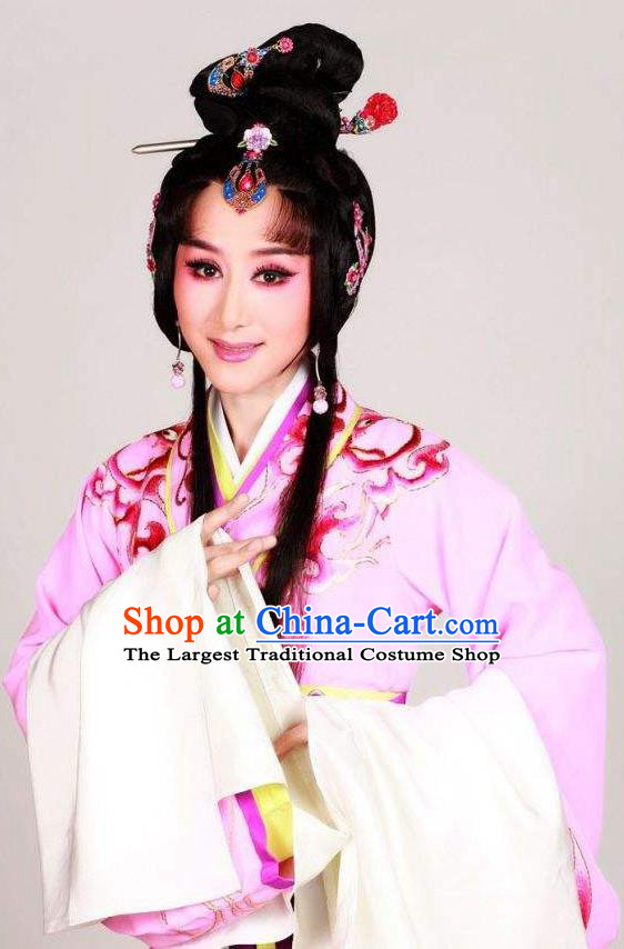 Chinese Shaoxing Opera Hua Tan Diao Chan Apparels Costumes Yue Opera Actress Garment Young Beauty Hanfu Dress and Hair Accessories