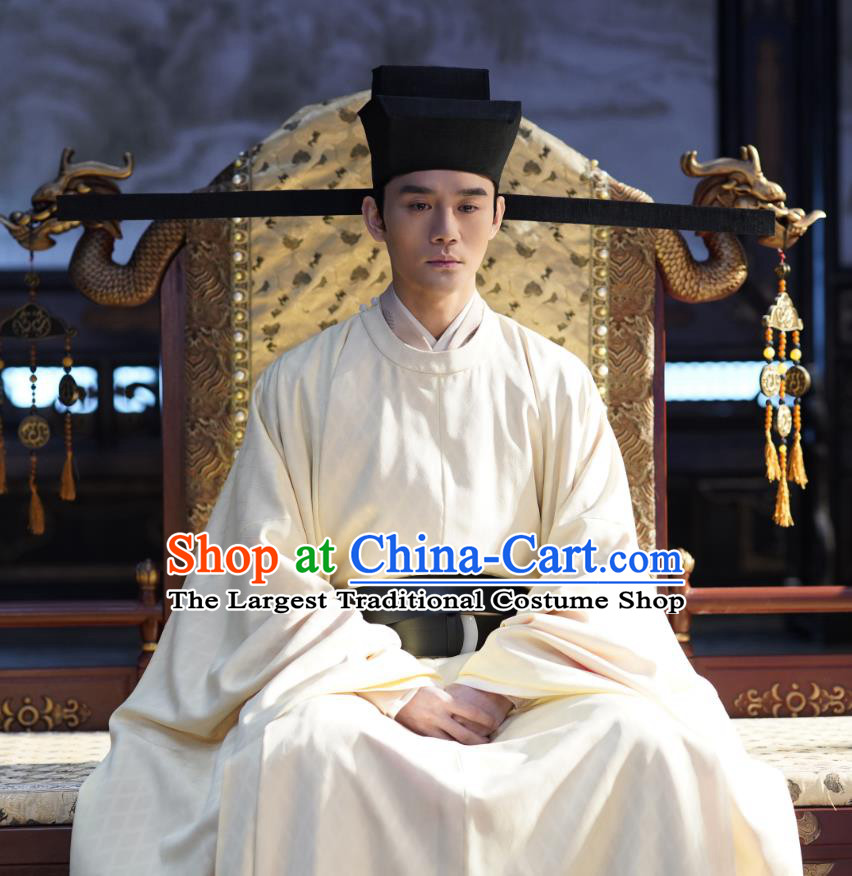 Chinese Ancient Emperor Zhao Zhen Imperial Robe Drama Serenade of Peaceful Joy Song Dynasty Renzong Wang Kai Historical Costumes and Headwear Complete Set