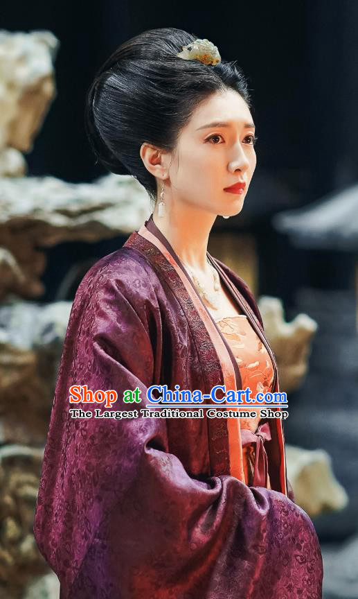 Chinese Ancient Imperial Empress Hanfu Dress Drama Serenade of Peaceful Joy Song Dynasty Queen Cao Danshu Historical Costumes and Headpieces