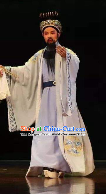 Chinese Yue Opera Elderly Male Lu You And Tang Wan Costumes and Hat Shaoxing Opera Apparels Landlord Garment