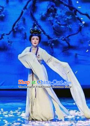 Chinese Shaoxing Opera Distress Maiden Dress Garment Yue Opera Hua Dan Lu You And Tang Wan Female Costumes Actress Apparels and Headdress