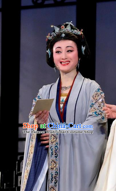 Chinese Shaoxing Opera Elderly Dame Dress Garment Yue Opera Hua Dan Lu You And Tang Wan Old Female Costumes Laodan Apparels and Hair Accessories