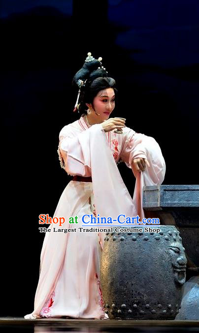 Chinese Shaoxing Opera Talented Woman Dress Garment Yue Opera Lu You And Tang Wan Hua Dan Costumes Young Female Apparels and Hair Ornaments