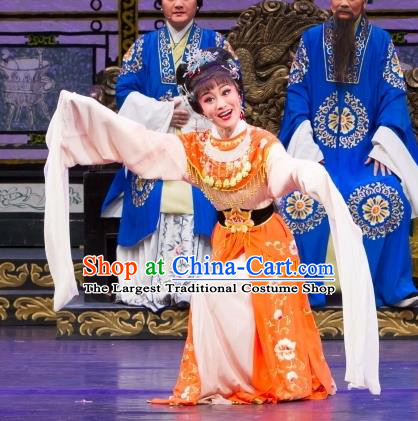 Chinese Shaoxing Opera Noble Female Dress Yue Opera Wu Nv Bai Shou Elderly Daughter Apparels Hua Tan Garment Costumes and Headpieces