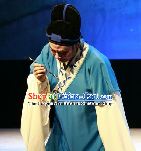 Chinese Yue Opera Xiaosheng An Dacheng Shuang Jiao Jie Qin Costumes and Headwear Shaoxing Opera Scholar Garment Young Male Apparels