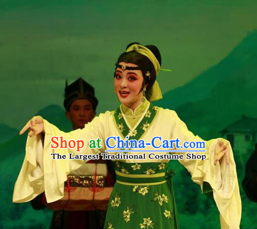 Chinese Shaoxing Opera Young Female Apparels Garment and Headpieces Yue Opera Dress Shuang Jiao Jie Qin Country Woman Costumes