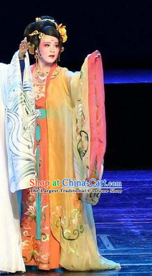 Chinese Shaoxing Opera Princess Taiping Costumes and Headpieces Yue Opera Farewell Song of Da Tang Apparels Hua Tan Dress Garment