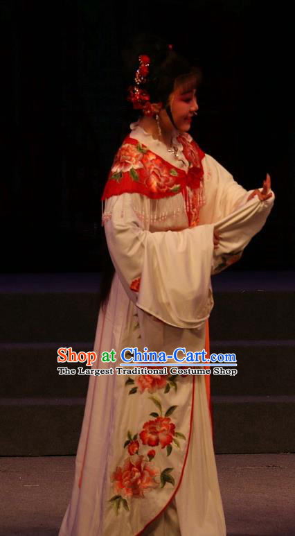Chinese Shaoxing Opera Actress Hua Tan Costumes and Headpieces Yue Opera The Ungrateful Lover Qing Tan Apparels Garment Young Lady Courtesan Jiao Guiying Dress
