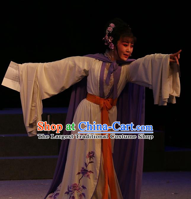 Chinese Shaoxing Opera Young Lady Costumes and Headpieces Yue Opera The Ungrateful Lover Qing Tan Courtesan Jiao Guiying Dress Apparels Actress Hua Tan Garment