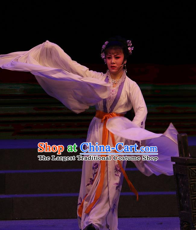 Chinese Shaoxing Opera Young Lady Costumes and Headpieces Yue Opera The Ungrateful Lover Qing Tan Courtesan Jiao Guiying Dress Apparels Actress Hua Tan Garment