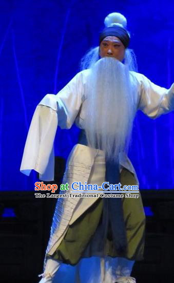 Chinese Yue Opera Old Servant Tell On Sargam Costumes and Headwear Shaoxing Opera Laosheng Garment Elderly Male Zhang Zhong Apparels Clothing