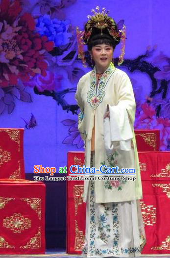 Chinese Shaoxing Opera Young Female Apparels and Headpieces Yue Opera Tell On Sargam Costumes Hua Tan White Dress Zhang Mingzhu Garment