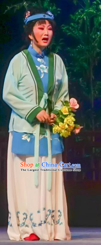 Chinese Shaoxing Opera Farmwife Garment Yue Opera Lu You And Tang Wan Costumes Apparels Country Woman Dress and Headdress