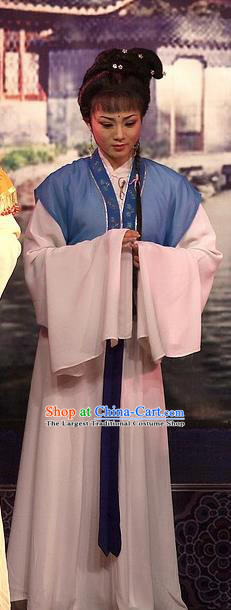 Chinese Shaoxing Opera Servant Girl Cui Yun Dress Yue Opera Wu Nv Bai Shou Xiaodan Costumes Garment Maidservant Apparels and Hair Ornament