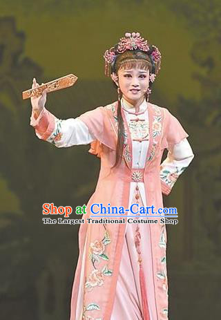 Chinese Shaoxing Opera Hua Tan Dress and Headpieces Yue Opera Tan Chun Actress Apparels Noble Lady Jiao Guiying Garment Costume