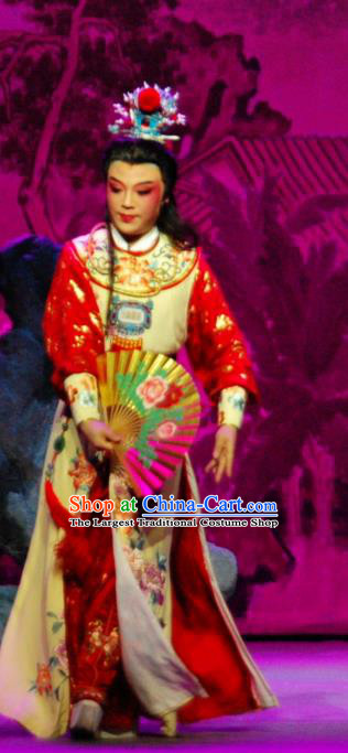 Chinese Yue Opera Young Scholar Jia Baoyu Garment Tan Chun Costumes and Headwear Shaoxing Opera Xiaosheng Apparels
