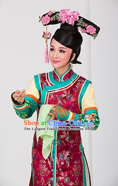 Romance of the King Regency Chinese Shaoxing Opera Princess Dress Costume and Headdress Yue Opera Apparels Qing Dynasty Court Lady Garment